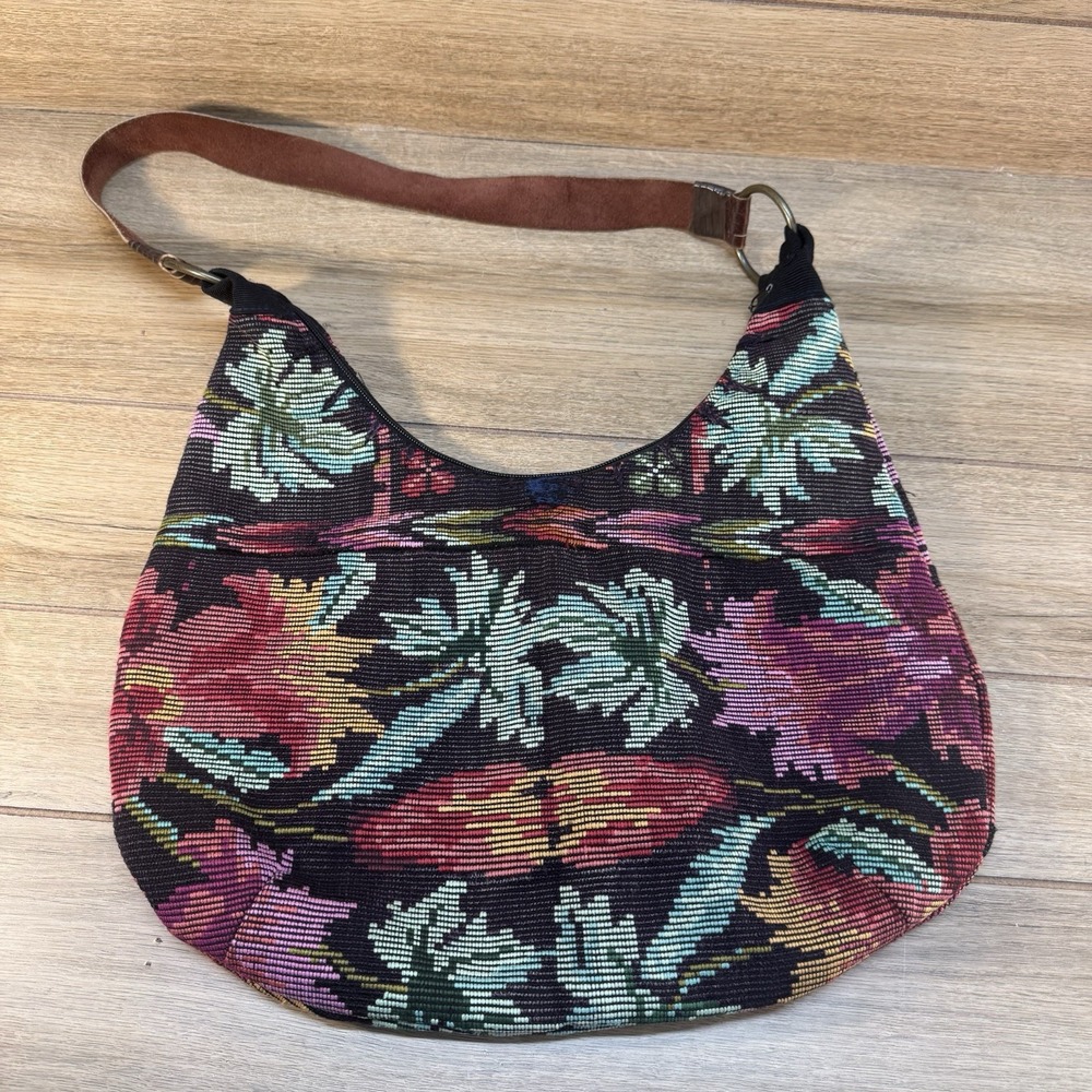 Altiplano Shoulder Bag Leather Handle Guatamala Artisan Handcrafted Multicolor